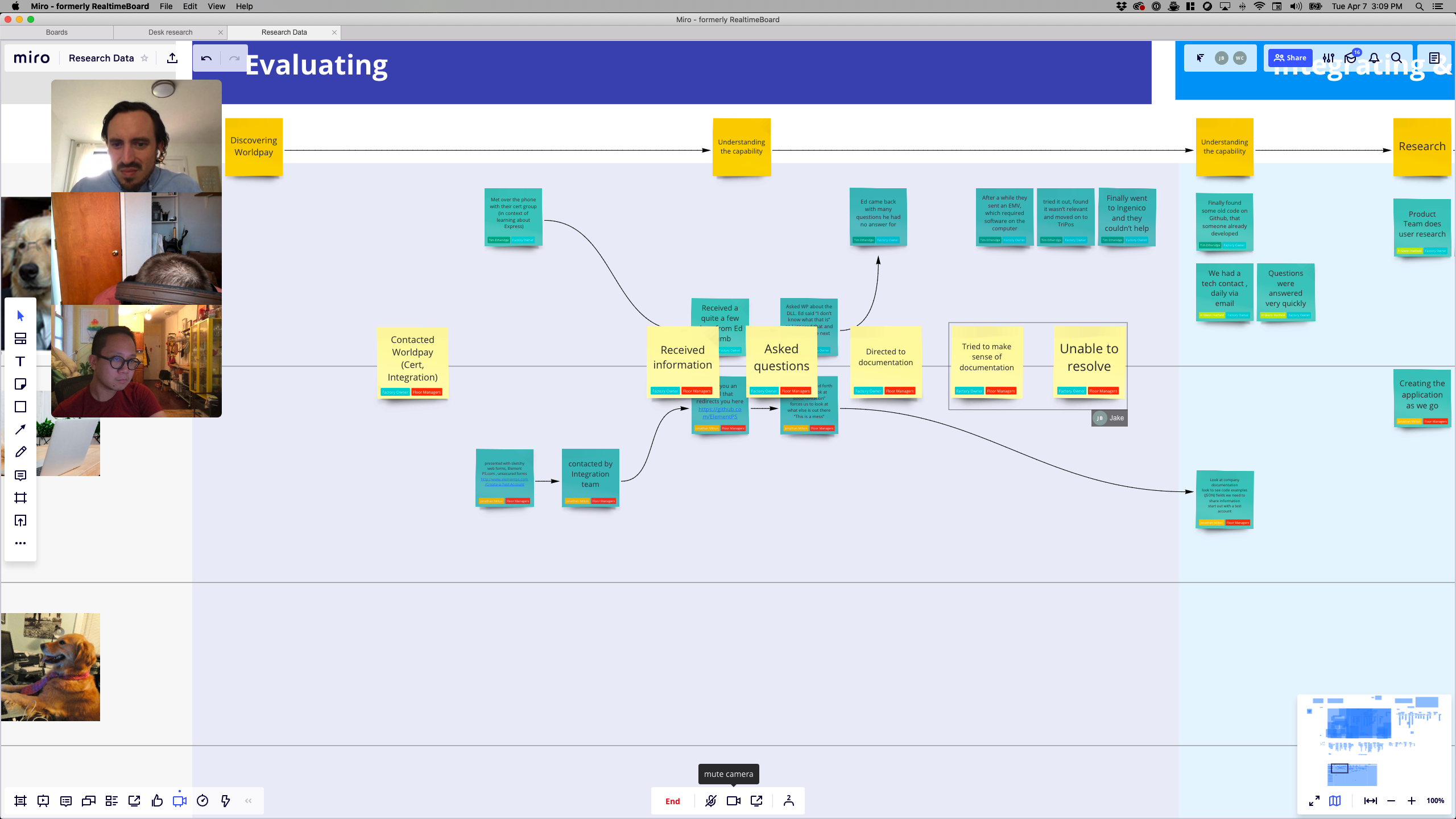 miro virtual meeting about mapping the developer experience